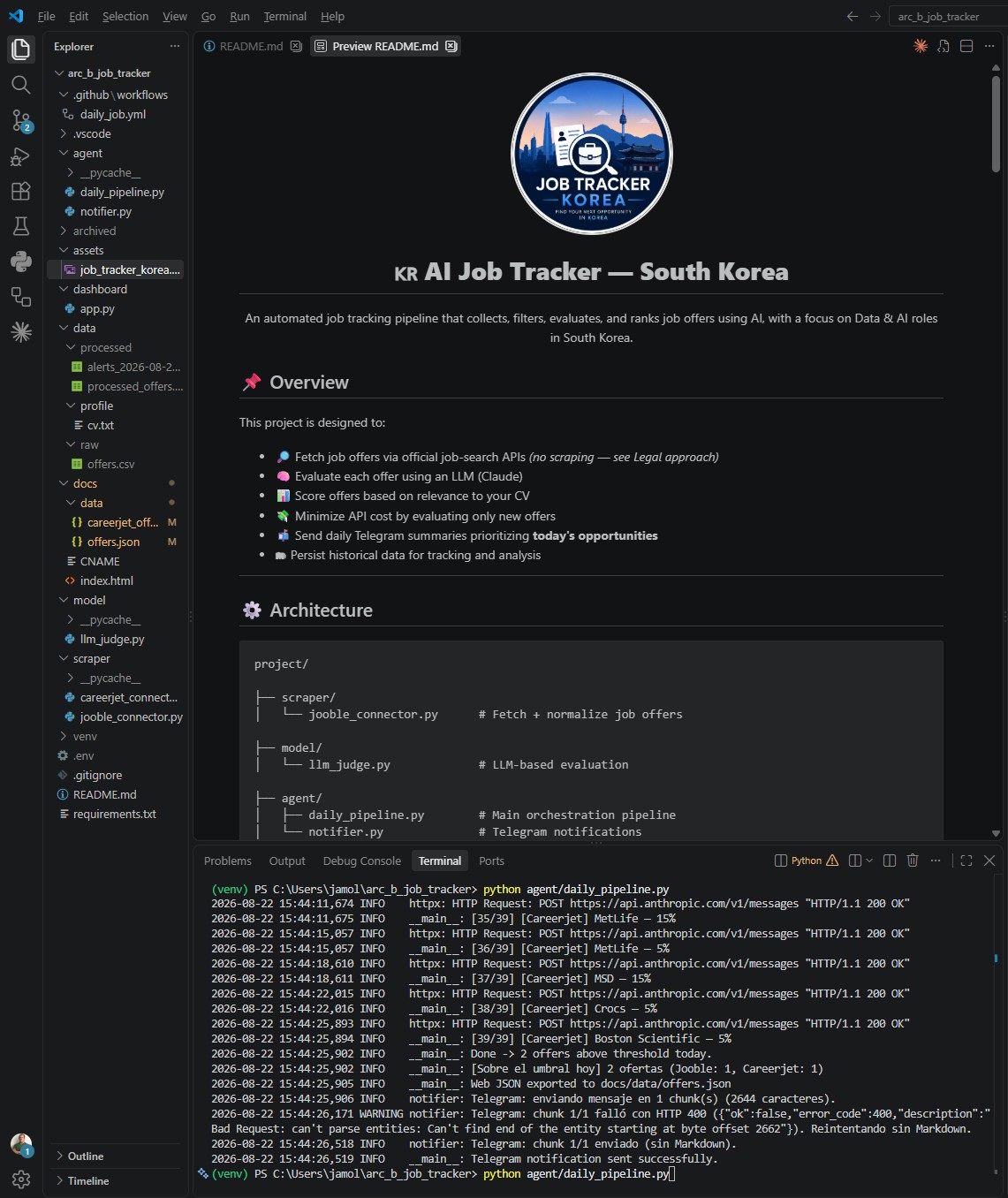 Execution VSCode - job_tracker_korea